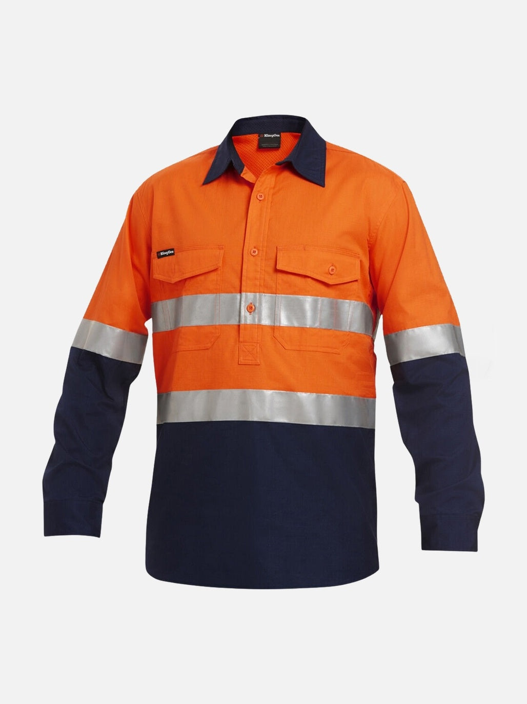 KING GEE Workcool 2 Hi-Vis Reflective Closed Front Long Sleeve Shirt K54886