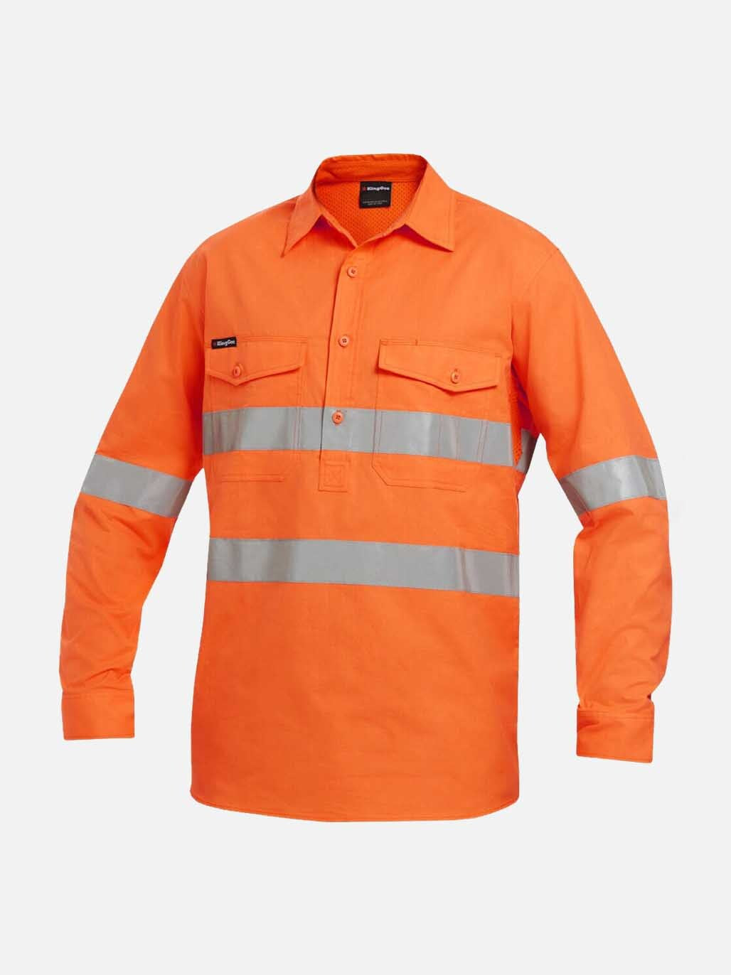 KING GEE Workcool 2 Hi-Vis Reflective Closed Front Long Sleeve Shirt K54896